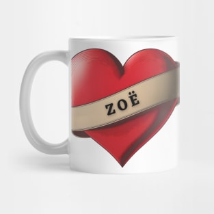 Zoë - Lovely Red Heart With a Ribbon Mug
